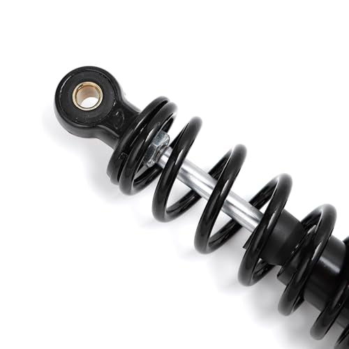 Minho Dual Rear Shock Absorbers with Adjustable Spring Preload in Heavy Iron Material Compatible with Chinese GY6 4-Stroke Engine Taotao ATV Go Kart, Black Color, 310MM Length - size: 310mm
