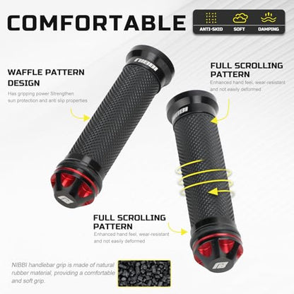 NIBBI Throttle Assembly Set, 7/8'' Grips 22mm Twist Throttle with Cable, Fit for Scooter GY6 Moped ATV - color: Red