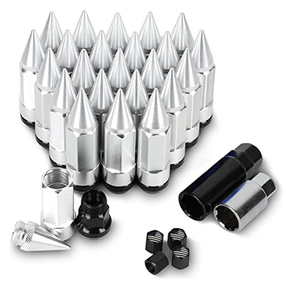 M14X1.5 Spikes Lug Nuts 24PCS - color: Silver
