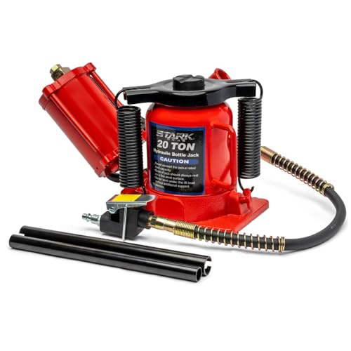 Stark USA 20-Ton Portable Hydraulic Bottle Jack Air-Operated Pneumatic Lift Low Profile Manual Air Jack, Auto Truck Travel Trailer Repair (44000 LBS) - size: 20 Ton Pneum Low Profile