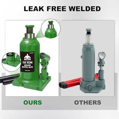 Jack Boss Bottle Jack 10 Ton (20,000 LBs) Hydraulic Car Jack, Fit for Auto Truck Repair and House Lift, Green - color: Green, size: 10 TON