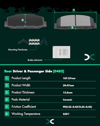 Ceramic Front Rear Brake Pads Kits,SCITOO 8pcs Pads Set fit For Mazda For 6 - size: Front D957 & Rear D482
