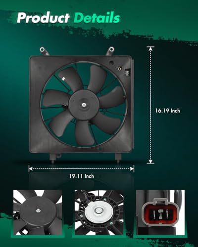 SCITOO 600600 Cooling Fan Assembly for Acura for RSX 2002-2006 2.0L - size: 600600