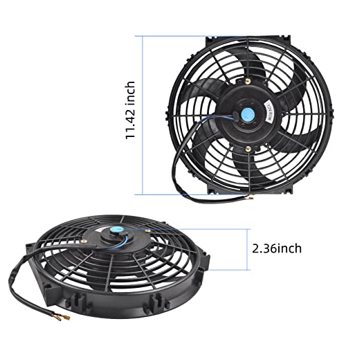 10 Inch Slim Fan Push Pull Electric Radiator Cooling Fan, Black - color: Black, size: 10'’