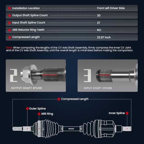 KELOKE CV Axle Shaft Assembly Compatible with Chevrolet & Saturn & Pontiac - size: Front Left Driver Side