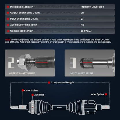 KELOKE CV Axle Shaft Assembly Compatible with Chevrolet & Saturn & Pontiac - size: Front Left Driver Side