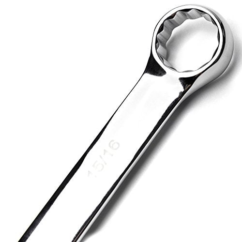 MAXPOWER 10PCS SAE Combination Wrench Set, Professional Open and Box End Spanners with Mirror Finish, Made with Forged and Heat-Treated Cr-V Steel, 12-Point Design