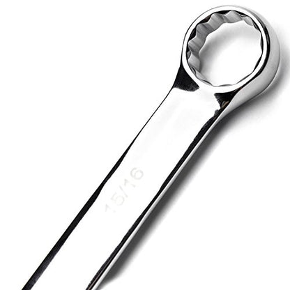 MAXPOWER 10PCS SAE Combination Wrench Set, Professional Open and Box End Spanners with Mirror Finish, Made with Forged and Heat-Treated Cr-V Steel, 12-Point Design