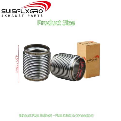 3.0" I.D. Exhaust Flex Bellows, 100% Stainless SS321 + SS304 Inner Lining Hight-Temp Grade, 4.0" LONG Flex Joints & Connectors (3.0"- SS321, 1PC) - size: 3.0"- SS321