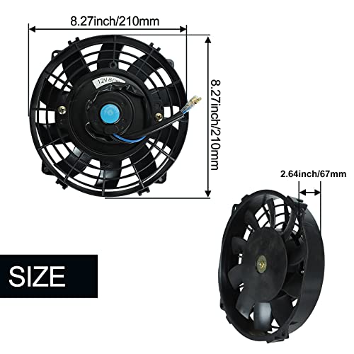 7" inch Universal Slim Fan Push Pull Electric Radiator Cooling 12V Mount Kit Black - color: Black, size: 7 Inch