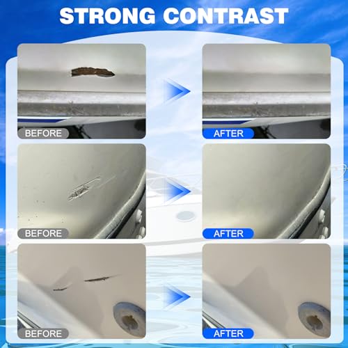 Marine Fiberglass Repair Kit - 3.4oz White Gel Coat & Gelcoat Repair Kit for Boats, Fiberglass Repair Epoxy Filler, Fast Repair for Scratches, Cracks, Holes, Fiber Glass Patch Kit for Acrylic