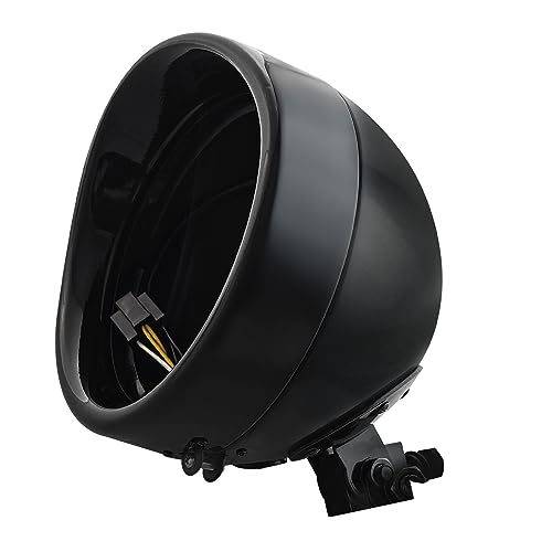 FATECIM Motorcycle 7" Round Headlight Bucket Housing with Visor 7 Inch LED Headlamp Shell Protective Cover Heavy Duty Universal for Harley Kawasaki Honda Yamaha Suzuki Chopper Cafe Racer Bobber Black - color: Gloss Black Housing with Visor