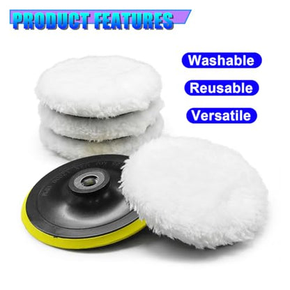 5 Inch Microfiber Car Polishing Pads, Small Automotive Buffing Wheel with M14 Drill Adapter, Vehicle Buffer Polisher Pad for Drill Buffer Attachment (5IN) - size: 5IN