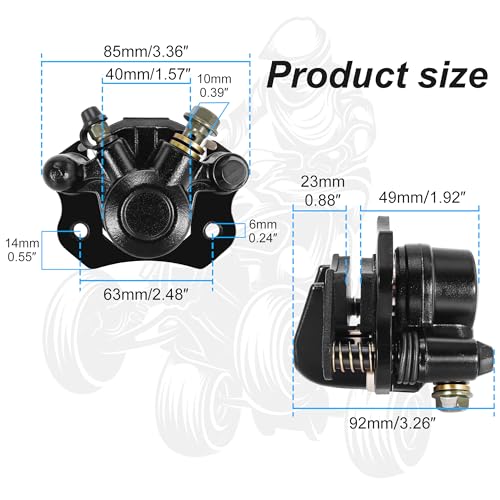 RUTU Rear Brake Caliper for Chinese ATV Quad Go Kart Brake Caliper - color: Black, size: Left exhaust screw