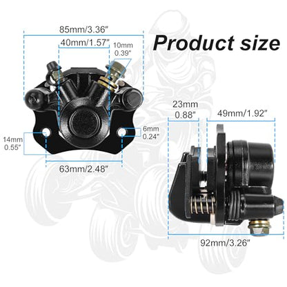 RUTU Rear Brake Caliper for Chinese ATV Quad Go Kart Brake Caliper - color: Black, size: Left exhaust screw