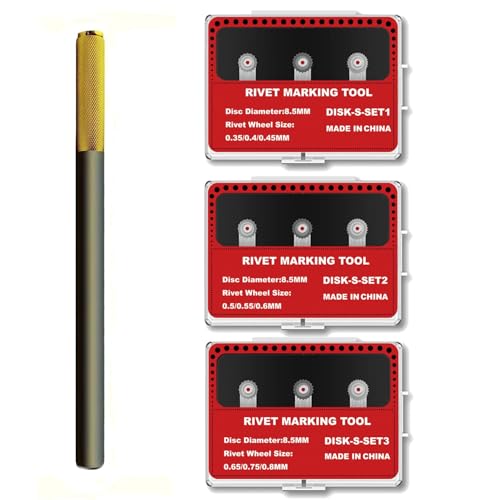 9-Wheel Model Rivet Maker Tool, 0.35-1.5mm, 3 Gear Groups - size: RM-S1+2+3