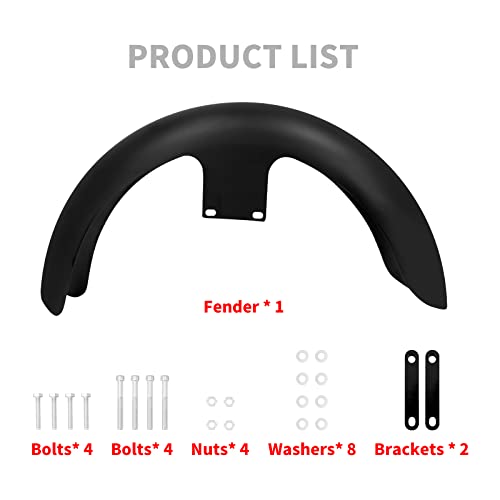 19 inch Front Fender Mudguards For 120 / R19 Tire Bagger Touring - size: For 19 inch 120 / R19 Wheel, style: Matte Black