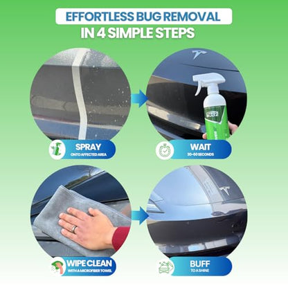 Bug Remover for Cars Exterior - Spray Dissolves Bug Splatter, Bird Poop, Tar and Road Grime - Safe on Paint, Chrome, Glass, & More - pH Neutral, Ceramic & Wax Safe - 16oz