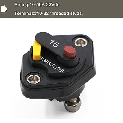 T3 15 Amp Panel Mount Circuit Breaker 32V DC - color: Panel Mount, size: 15A