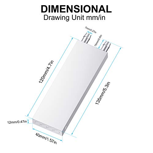 Aluminum Water Cooling Block, Liquid Water Cooler Heat Sink System for PC Computer CPU Graphics Radiator Heatsink Endothermic Head Silver 2pcs(40mm x 120mm x 12mm) - size: 120mm