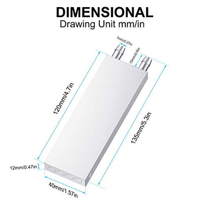 Aluminum Water Cooling Block, Liquid Water Cooler Heat Sink System for PC Computer CPU Graphics Radiator Heatsink Endothermic Head Silver 2pcs(40mm x 120mm x 12mm) - size: 120mm