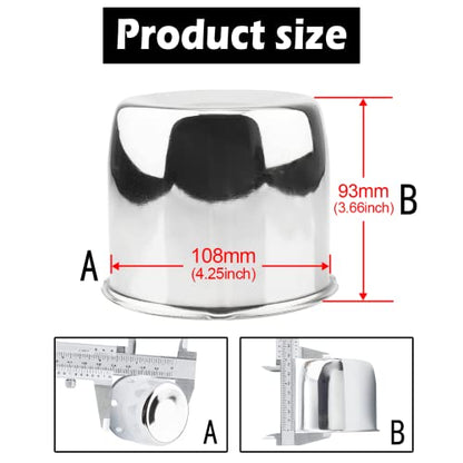 4Pcs 4.25" OD 4.11" H Push Through Trailer Wheel Center Cap for Rim - color: Chrome, size: 4.25" Hub 3.66" H