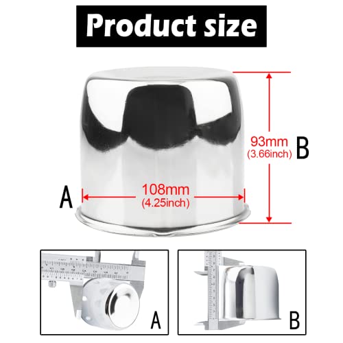 4Pcs 4.25" OD 4.11" H Push Through Trailer Wheel Center Cap for Rim - color: Chrome, size: 4.25" Hub 3.66" H