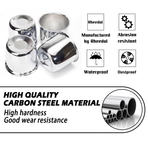 4Pcs 4.35" OD 3.72" H Push Through Trailer Wheel Center Cap for Rim - color: Chrome, size: 4.25" Hub 3.72" H