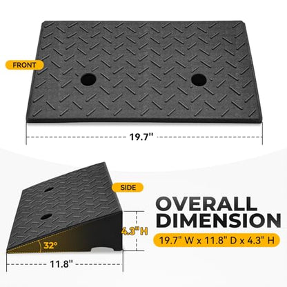 Auto Dynasty 4.3"H Rubber Curb Ramps for Driveway Sidewalk, HeavyDuty 2 Set - size: 4.3" Rise
