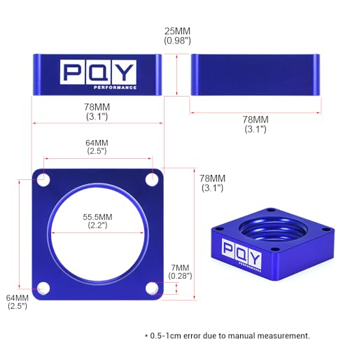 Throttle Body Spacer Compatible with 91-06 Jeep Wrangler TJ YJ LJ Cherokee XJ 2.5L/4.0L Engine Gas MJ w/Gasket 1" Raise Manifold Carb (Blue) - color: blue