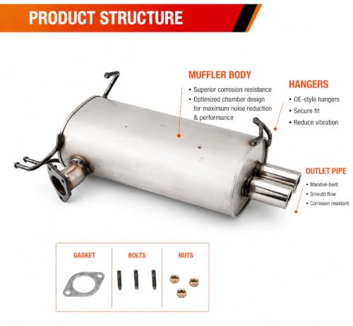 21824 Center Exhaust Muffler for 2007-2013 Mitsubishi Outlander 3.0L E35H - size: Mitsubishi Outlander 2007-2013