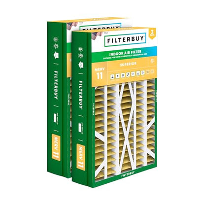 Filterbuy 14.5x27x5 Air Filter MERV 11 Pet & Allergy Defense (2-Pack) - size: 14.5x27x5