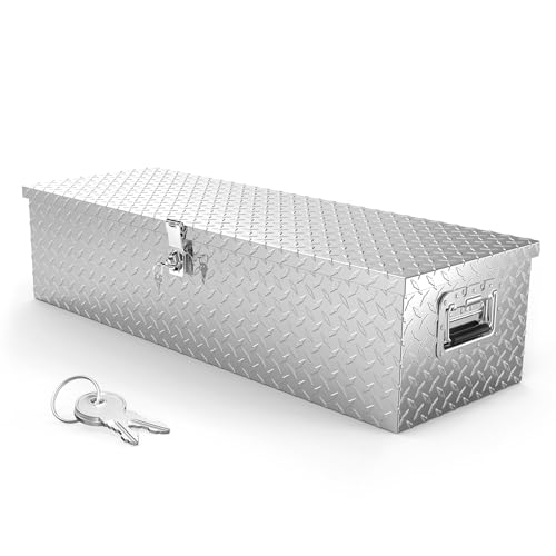 TUFFIOM 39"x13" x10" Aluminum Truck Bed Tool Box w/Side Handle & Lock Keys - color: Silver, size: 39 inch