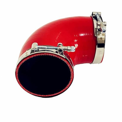 3" ID 90 Degree Elbow Silicone Coupler Hose with Clamps Red - color: Red, size: 3" (76mm)