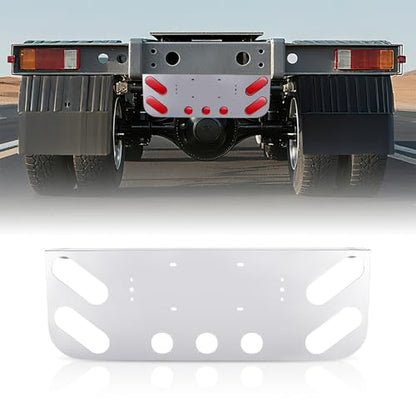 Tail Light Panel Stainless Steel Chrome Finish with Four 4.2"x2.54" Ovals and Three 2.31" Round Light Cutouts(7 Holes), Rear Center Light Panel for Semi Truck Trailers - style: 4x4.2"Ovals & 3x2.31" Round Holes