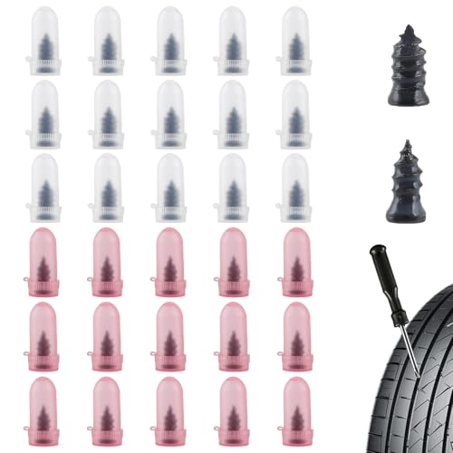 30 PCS Tire Repair Rubber Nail Kit, Vacuum Tire Repair Kits Spiral Rubber Nails, Self-Service Screw in Tire Repair Plugs for Car, Truck, Motorcycle, Tractor Tire Puncture Repair - size: 30PCS