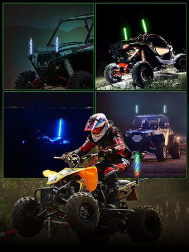 2 Pack 1FT Whip Lights with Spring Base, LED Whip Light with App & Remote Control, Spiral RGB Chasing Lighted Whips with Rocker Switch, Music Whip Light for UTV ATV - size: 1FT