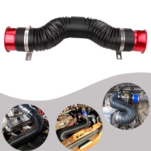 BARTOO 3" Turbine Intake Pipe Adjustable Cold Air Intake Pipe Tube Red - color: Red