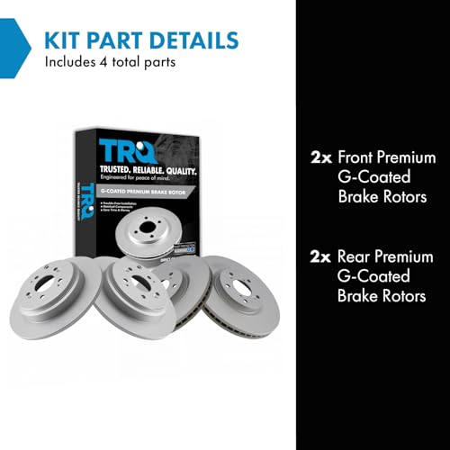 TRQ Front and Rear Brake Rotors Set Premium G-Coated - style: BRA15435