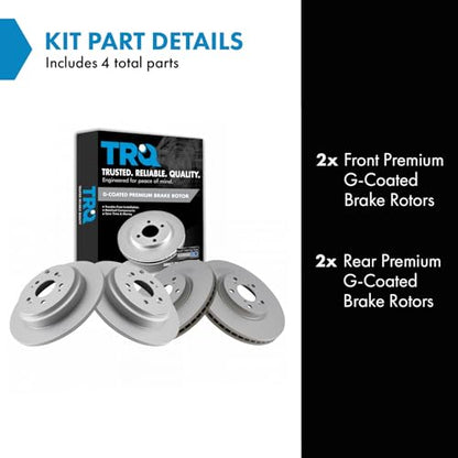 TRQ Front and Rear Brake Rotors Set Premium G-Coated - style: BRA15435