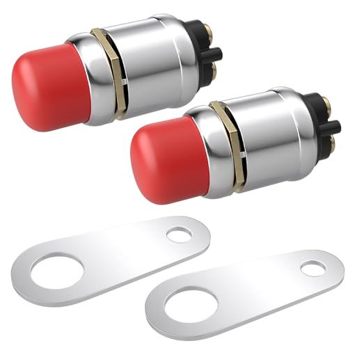 BFXM 2 PCS Push Button Starter Switch, 12V 50A Momentary Push Button Switch - color: red-2
