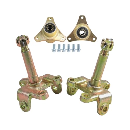 Steel Alloy Wheel Hub Steering Knuckle Set, 17mm 3 Stud Front Wheel Hub Bearing Flange Steering Knuckle Spindle for 6in Tires 110cc 125cc Go kart Buggy Karting ATV UTV Quad Bike - size: hub+steering knuckle