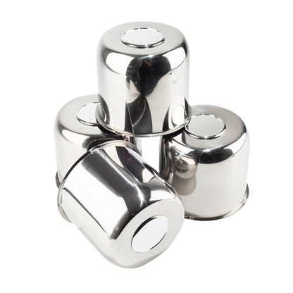 4Pcs 4.9" Stainless Trailer Wheel Center Caps, 4.47" H Chrome - color: Chrome, size: 4.9" Hub 4.47"H