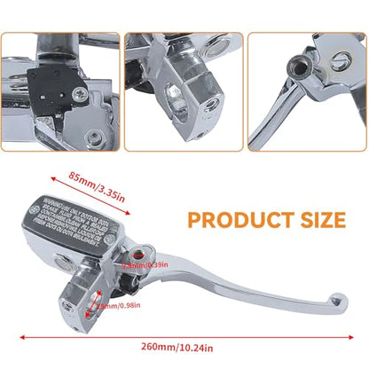 Stylemafia Universal Motorcycle 1" 25mm Brake Clutch Master Cylinder Lever Compatible with Honda Kawasaki Suzuki Yamaha（Silver） - color: Silver