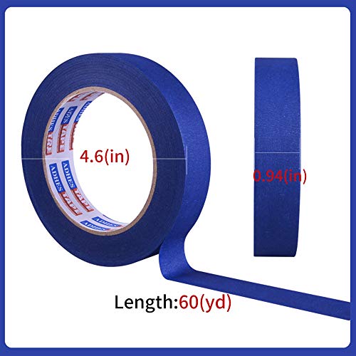 ADHES Blue Painters Tape Blue Tape, 6 Rolls x 0.94 Inch x 60 Yards - size: 24mm x 55m