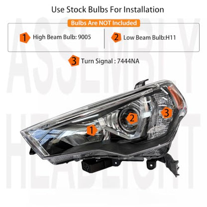 Headlight Assembly For 2014-2020 Toyota 4Runner w/Projector Lens Left+Right - color: Headlights