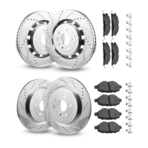 VEVOR Front and Rear Brake Kit Fits for 2013-2015 Ford Explorer (Limited, Sport, XLT; Heavy Duty Brakes), 2018 Ford Explorer (Limited, Platinum, Sport, XLT; Heavy Duty Brakes; 2 Piston Rear Caliper) - size: S-54188 + S-54189
