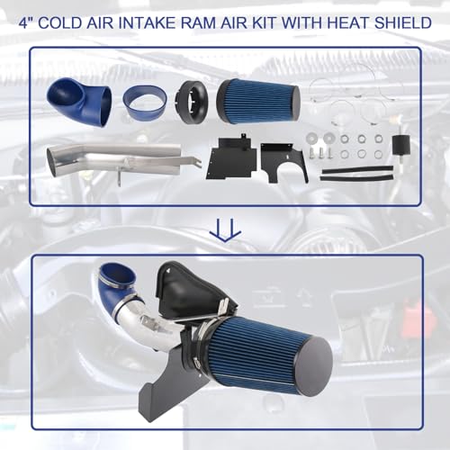 Cold Air Intake Kit Replacement For Silverado 1500 2500 Sierra 1999-2006 - color: Silver & Blue