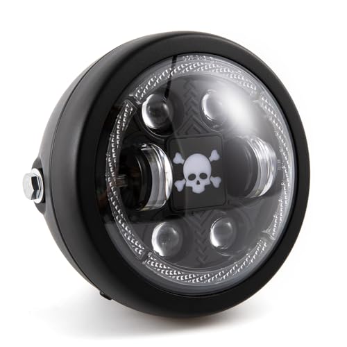 Motorcycle Headlight Assembly Round LED 6.5 inch Front Headlamp High/Low Beam Head light for Bobber Cafe Racer Motorbike (Style B) - style: Style B