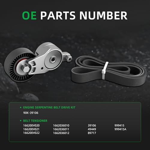 Belt Tensioner and Serpentine Belt Kit #166200V020 166200V021 - size: for Camry/RAV4/tC 2009-2018
